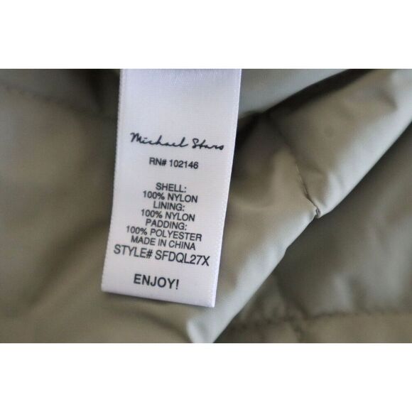 Michael Stars SFDQL27X Women Sz 3X LT Olive Sonnet Snap Front Quilted Coat - Picture 6 of 9